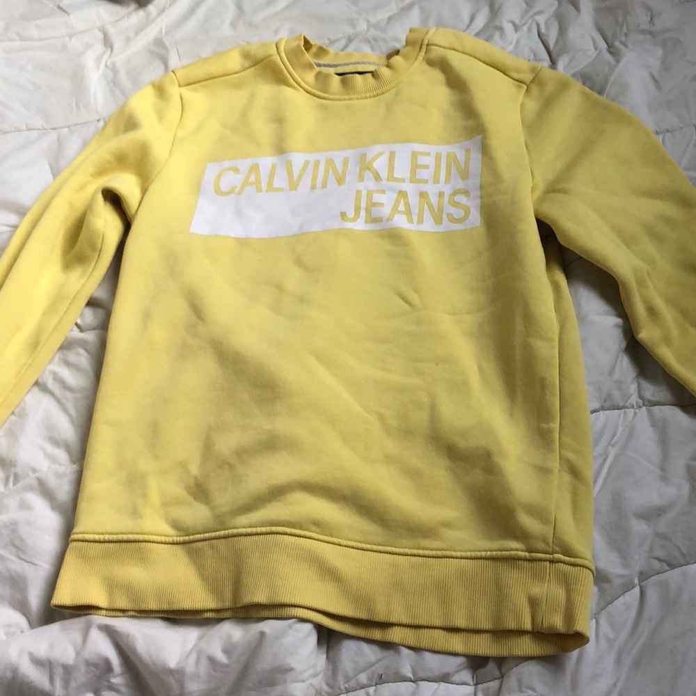 yellow calvin klein crew neck
